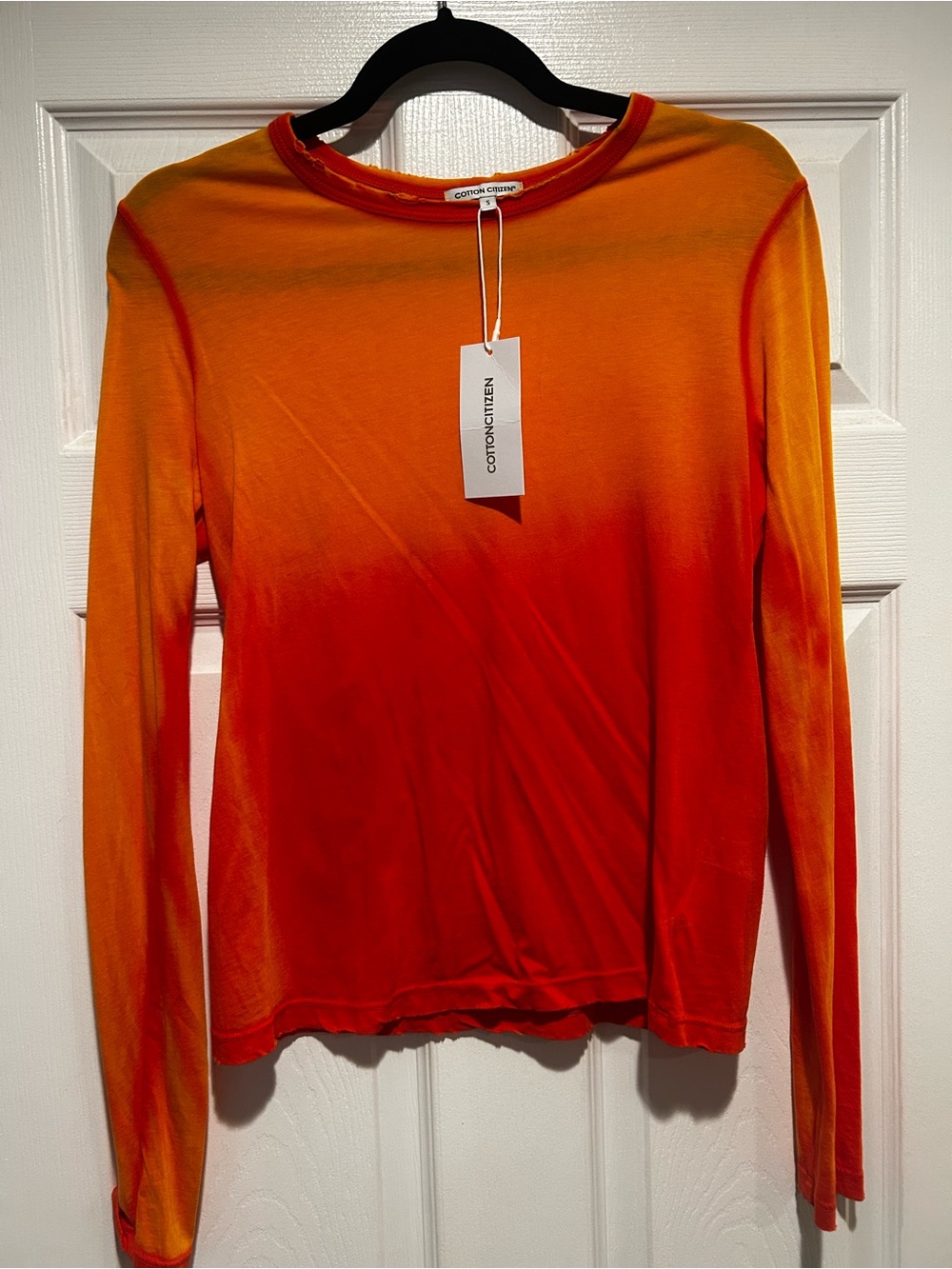 Cotton Citizen Orange to Red Ombre Long Sleeve Tee